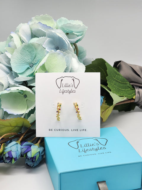 Colored Crystals Hoop Earrings