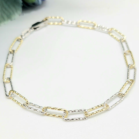 Sterling Silver 14k Gold filled paperclip Bracelet