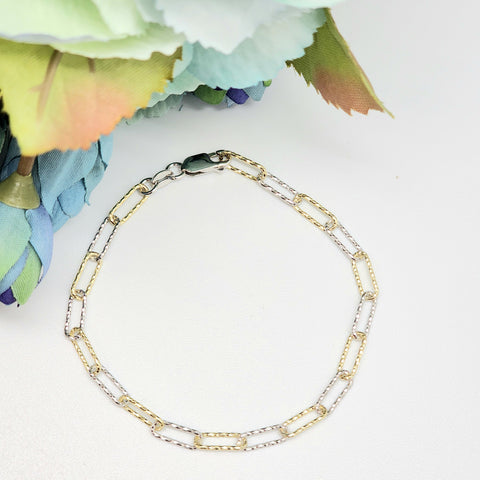 Sterling Silver 14k Gold filled paperclip Bracelet