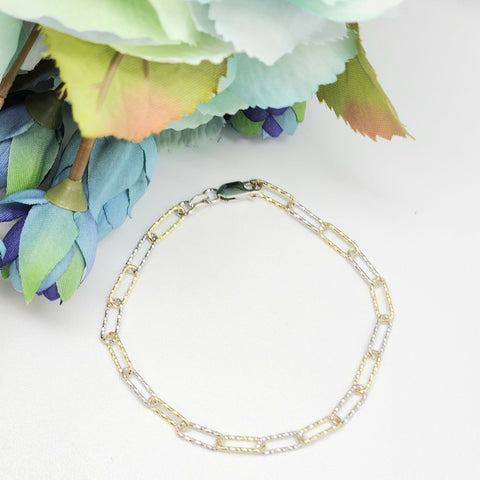 Sterling Silver 14k Gold filled paperclip Bracelet