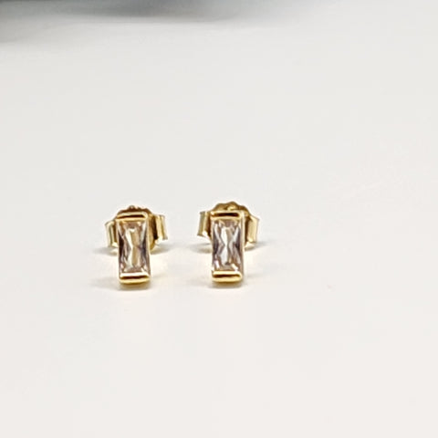 Sterling Silver rectangle CZ stud Earrings