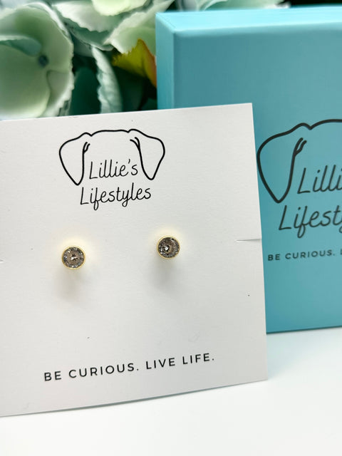 Sterling Silver Circle CZ Stud Earrings